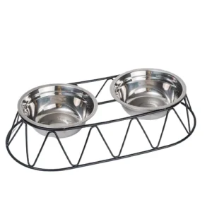 Dual Stainless Steel Dog Bowls with Adjustable Height Stand Anti-Spill Design for Convenient Water Feeding Pet Bowls & Feeders