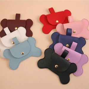 PU Pet Poop Bag Dispenser Poop Bag Storage Box Pet Waste Disposal Pickup Poop Tool Pet Hang on Collar For Walking Portable