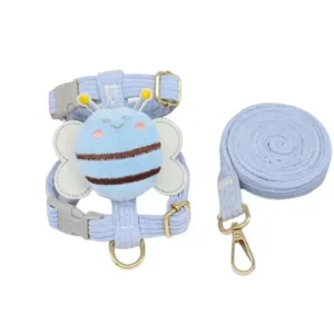 Adjustable Cat Harness Leash Collar Set Corduroy Material Small Medium Pet Outdoor Walki Double Layer Cartoon Bee Dog Harness