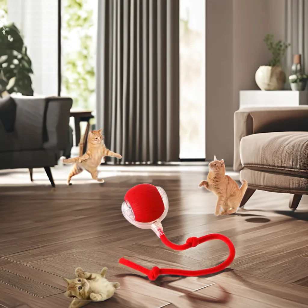 Smart Automatic Rolling Ball Cat Dog Training Toy Rechargeable Electric Pet Interactive Toy Imitating Mouse Tail Movement