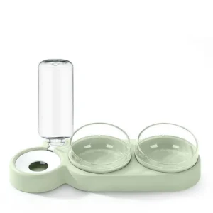 Automatic Three-Bowl Drinking Machine Cats Dogs Large Caliber Stainless Steel Tilt Neck Guard Rounded Basin PP Water Food Feed