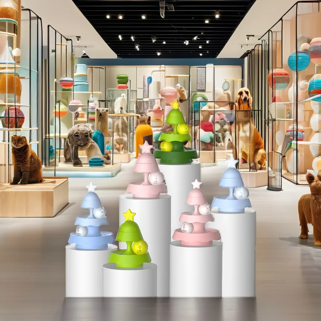 Two-Layer Interactive Teasing Toy Cats Multifunction Christmas Tree Shape Turntable Sustainable LED Ball Catnip Ball Cats Tunnel