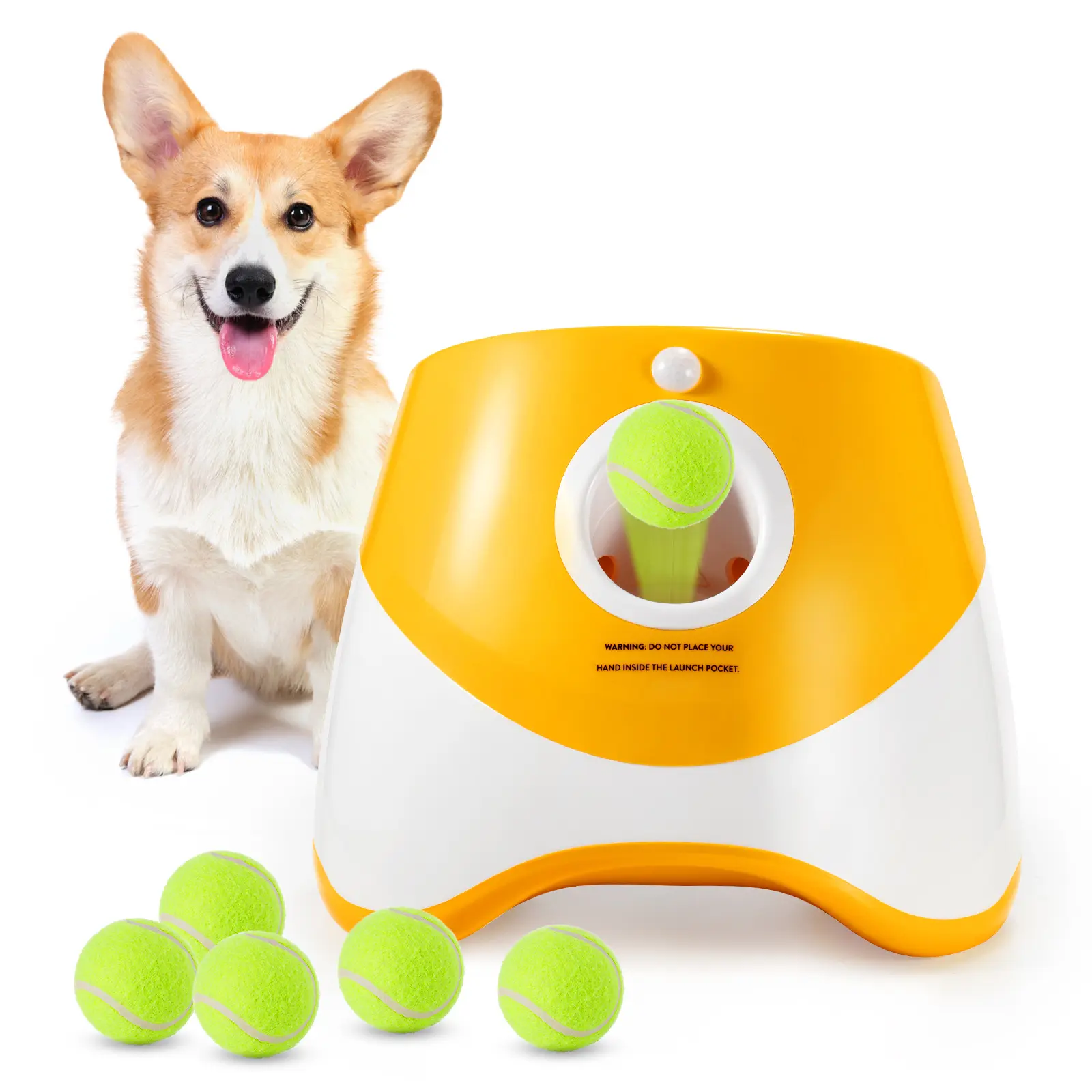 New Arrival Portable Adjustable Distance Smart Dog Tennis Ball Launcher Sustainable Interact Rolling Bouncing Pet Smart Toy