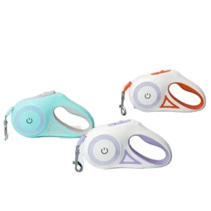 Automatic Charging 5M Retractable Dog Traction Rope LED Lights Reflective Animal Pattern Safety Enhanced Training Walking